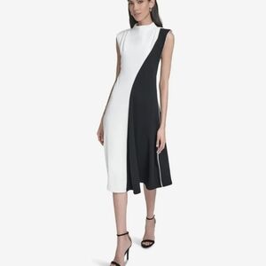 Calvin Klein Black and White Midi Dress